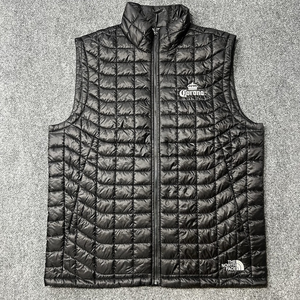 The North Face Vest Mens Large Black Thermoball Eco Full Zip Pockets Puffer
